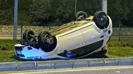 Mudanya’da Takla Atan Araçta İki Kişi Yaralandı