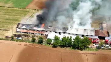 Yenişehir’deki Çiftlikte Yangın Kontrol Altında