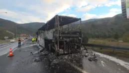 Çanakkale’den gelen otobüs yangın çıkardı